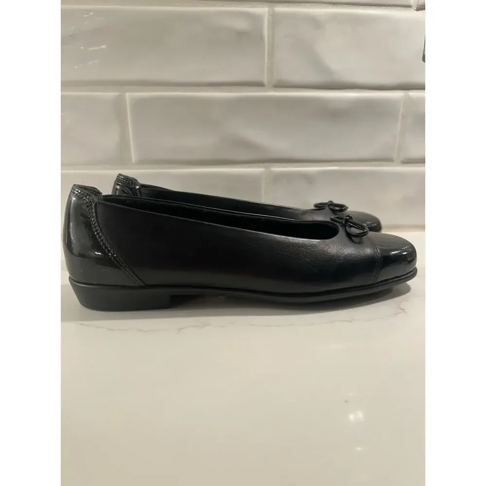 SAS Woman's Coco Slip On Loafer Tripad Technology Black Bow Patent Toe Sz 8N EUC